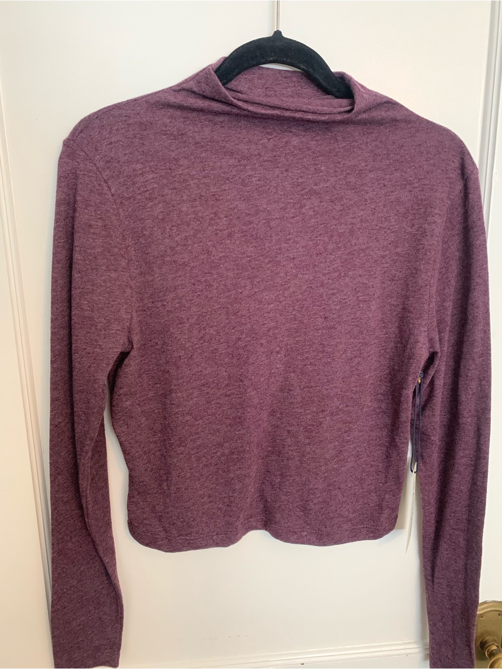 NWT Nation ltd mock neck long sleeve crop top, purple women’s size medium